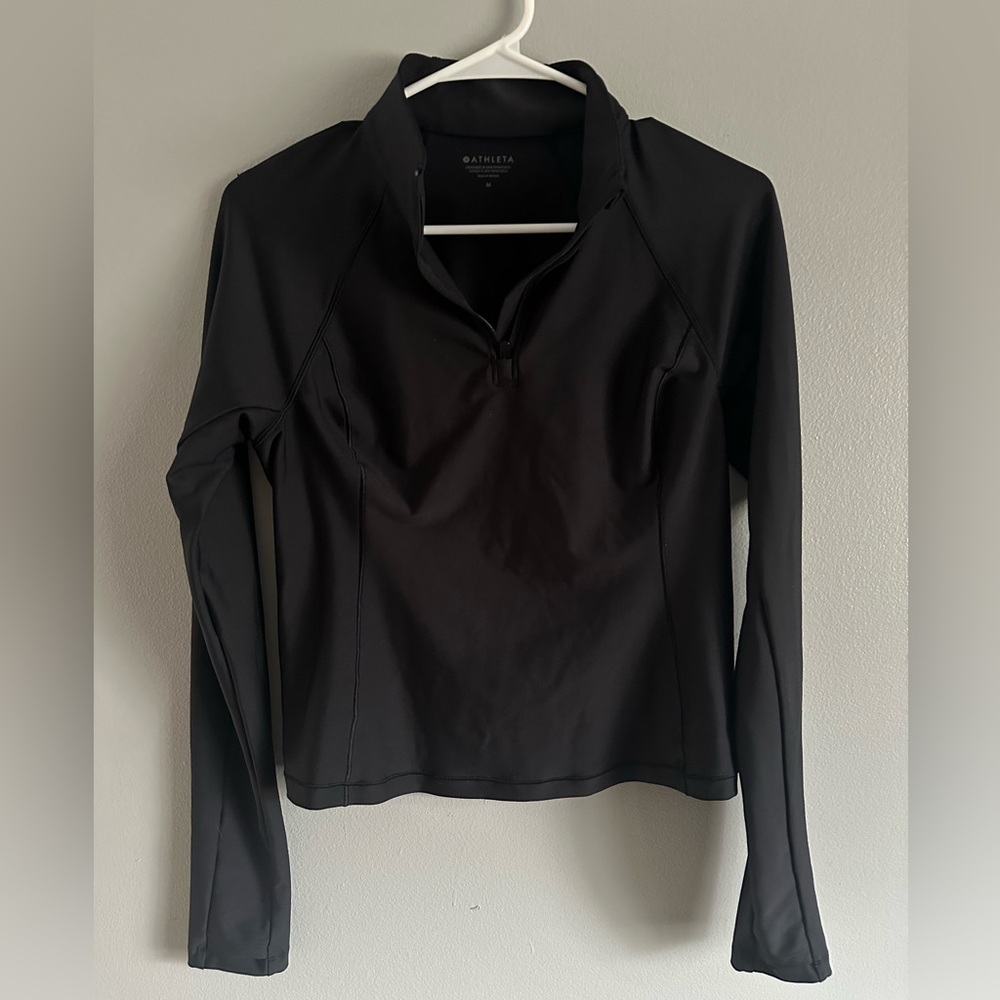 Athleta Black Long-Sleeve Half-Zip Athletic Pullover